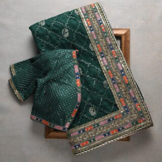 Green Colour Rangoli Silk Sequence Embroidery Work Saree With Blouse