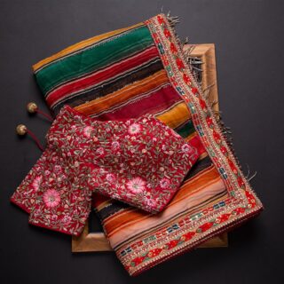Multy Colour Rangoli Silk Sequence Embroidery Work Saree With Blouse