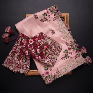 Attractive Peach Rangoli Silk Saree With Comely Blouse