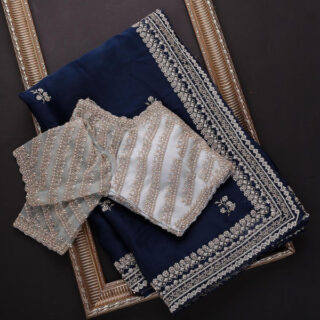Silver  Blue Colour Rangoli Silk Sequence Embroidery Work Saree With Blouse