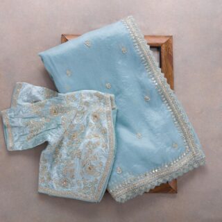 Sky Blue  Colour Rangoli Silk Sequence Embroidery Work Saree With Blouse