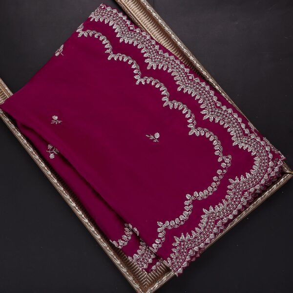Pink Colour Rangoli Silk Sequence Embroidery Work Saree With Blouse - Image 4