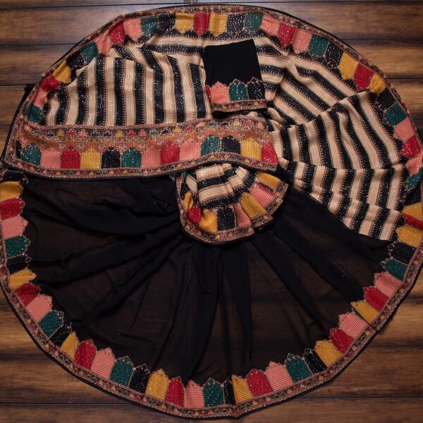 Attractive Black And Multi Color Silk Saree With Lovely Blouse Piece - Image 3