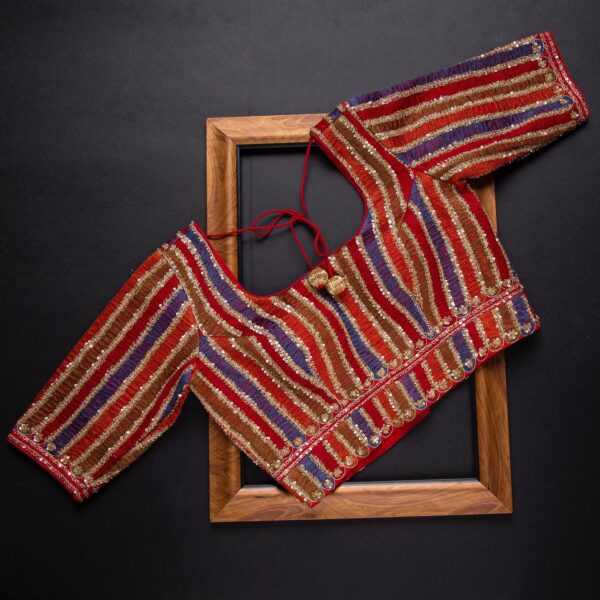 Multi Colour Rangoli Silk Sequence Embroidery Work Saree With Blouse - Image 3