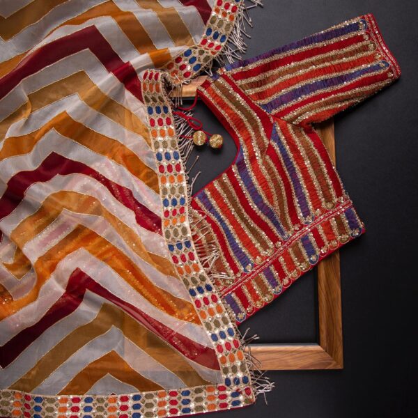 Multi Colour Rangoli Silk Sequence Embroidery Work Saree With Blouse - Image 4