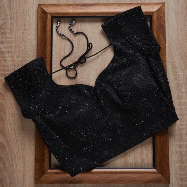 Black Colour Rangoli Silk Sequence Embroidery Work Saree With Blouse - Image 2