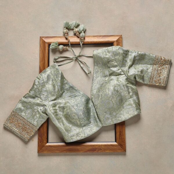 Grey Colour Rangoli Silk Sequence Embroidery Work Saree With Blouse - Image 4
