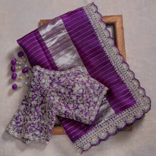 Violet Colour Rangoli Silk Sequence Embroidery Work Saree With Blouse
