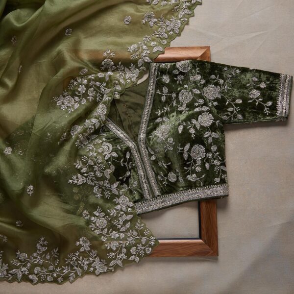 Green Colour Rangoli Silk Sequence Embroidery Work Saree With Blouse - Image 3