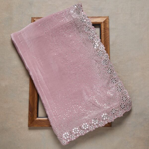 Baby pink Havy work Rangoli Silk Sequence Embroidery Work Saree With Blouse - Image 4
