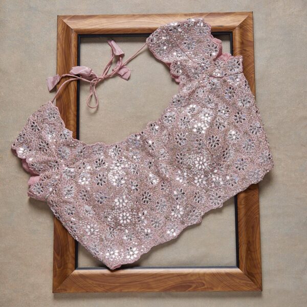 Baby pink Havy work Rangoli Silk Sequence Embroidery Work Saree With Blouse - Image 3