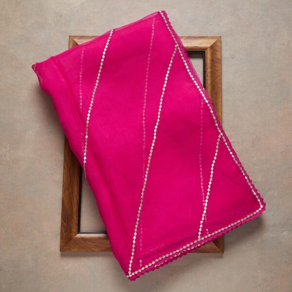 Pink yellow Colour Rangoli Silk Sequence Embroidery Work Saree With Blouse - Image 3