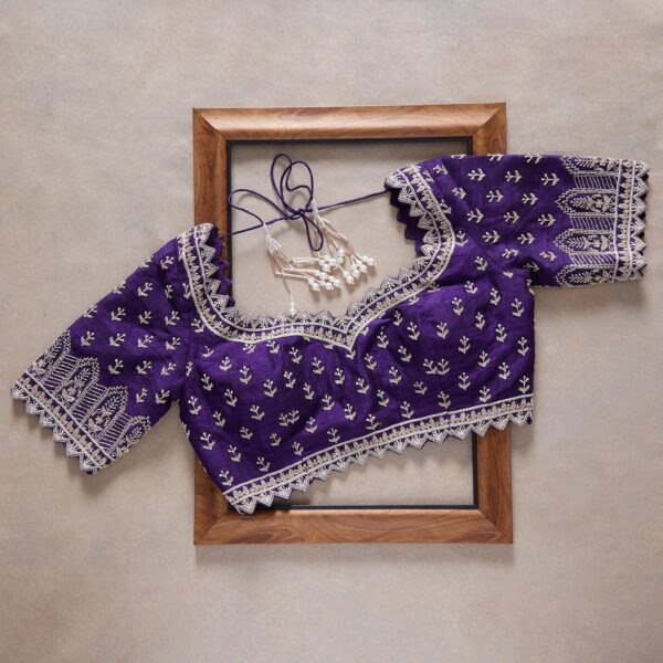 Purple Colour Rangoli Silk Sequence Embroidery Work Saree With Blouse - Image 4