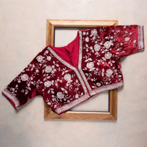 Red Colour Rangoli Silk Sequence Embroidery Work Saree With Blouse - Image 4