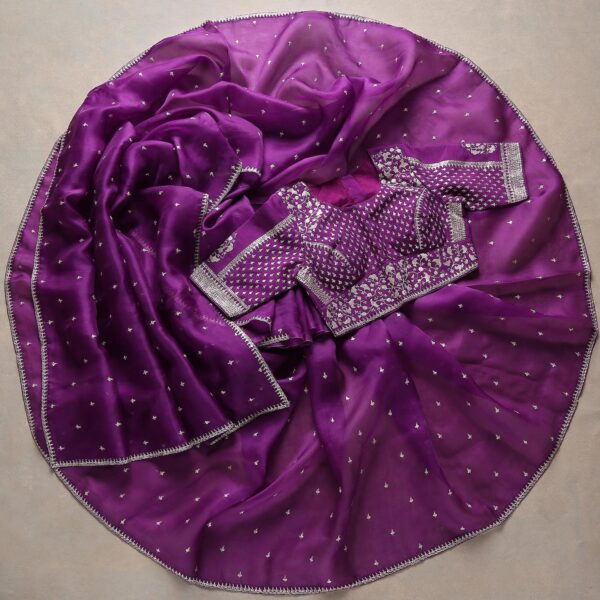 Purple Colour Rangoli Silk Sequence Embroidery Work Saree With Blouse - Image 4