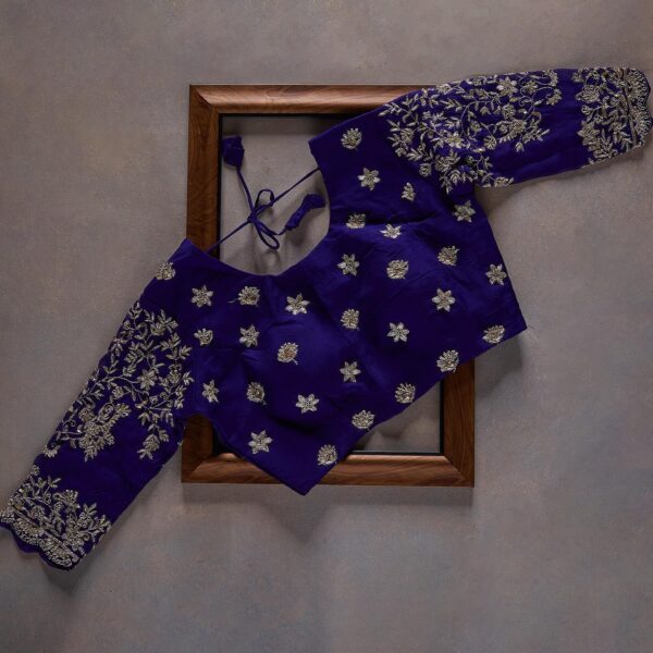 Purple Ston Work Rangoli Silk Sequence Embroidery Work Saree With Blouse - Image 3