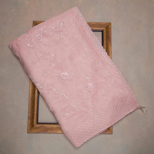 Pink Colour Rangoli Silk Sequence Embroidery Work Saree With Blouse - Image 4