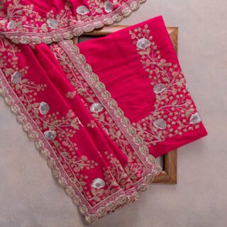 Rani Pink Colour Rangoli Silk Sequence Embroidery Work Saree With Blouse