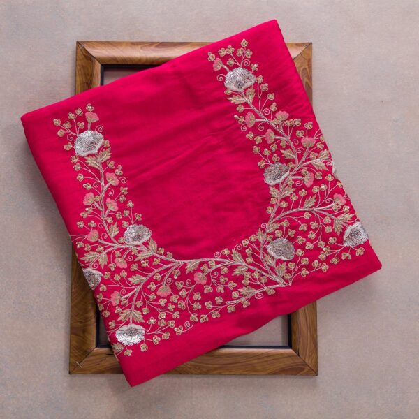 Rani Pink Colour Rangoli Silk Sequence Embroidery Work Saree With Blouse - Image 4