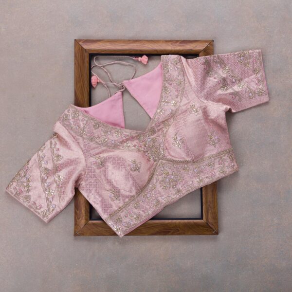 Light Pink Colour Rangoli Silk Sequence Embroidery Work Saree With Blouse - Image 3