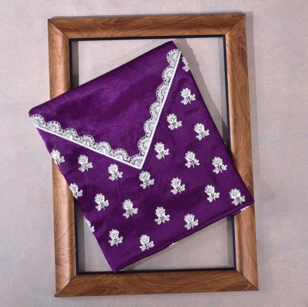 Purple Colour Rangoli Silk Sequence Embroidery Work Saree With Blouse - Image 4