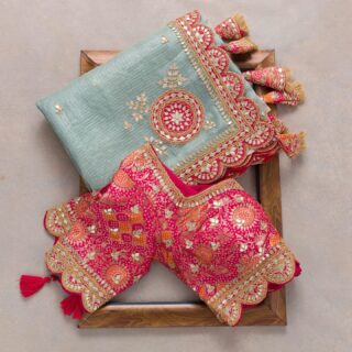 Attractive Beige Rangoli Silk Saree With Comely Blouse