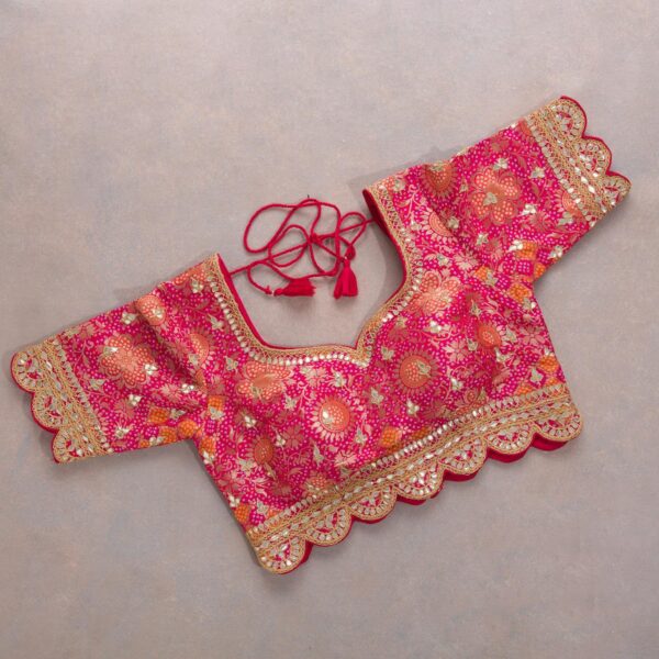 Pista Pink Colour Rangoli Silk Sequence Embroidery Work Saree With Blouse - Image 5