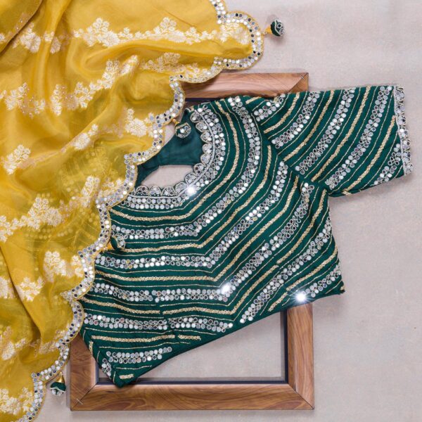 Yellow Green Colour Rangoli Silk Sequence Embroidery Work Saree With Blouse - Image 4
