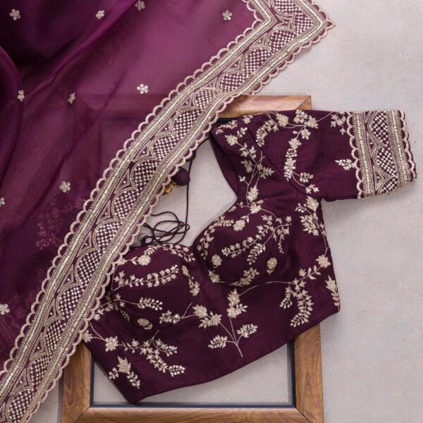 Violet Colour Rangoli Silk Sequence Embroidery Work Saree With Blouse - Image 2