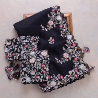 Black  Colour Rangoli Silk Sequence Embroidery Work Saree With Blouse