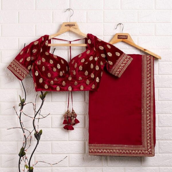 Maroon Colour Rangoli Silk Sequence Embroidery Work Saree With Blouse - Image 4