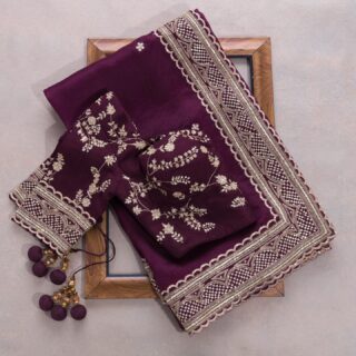 Violet Colour Rangoli Silk Sequence Embroidery Work Saree With Blouse